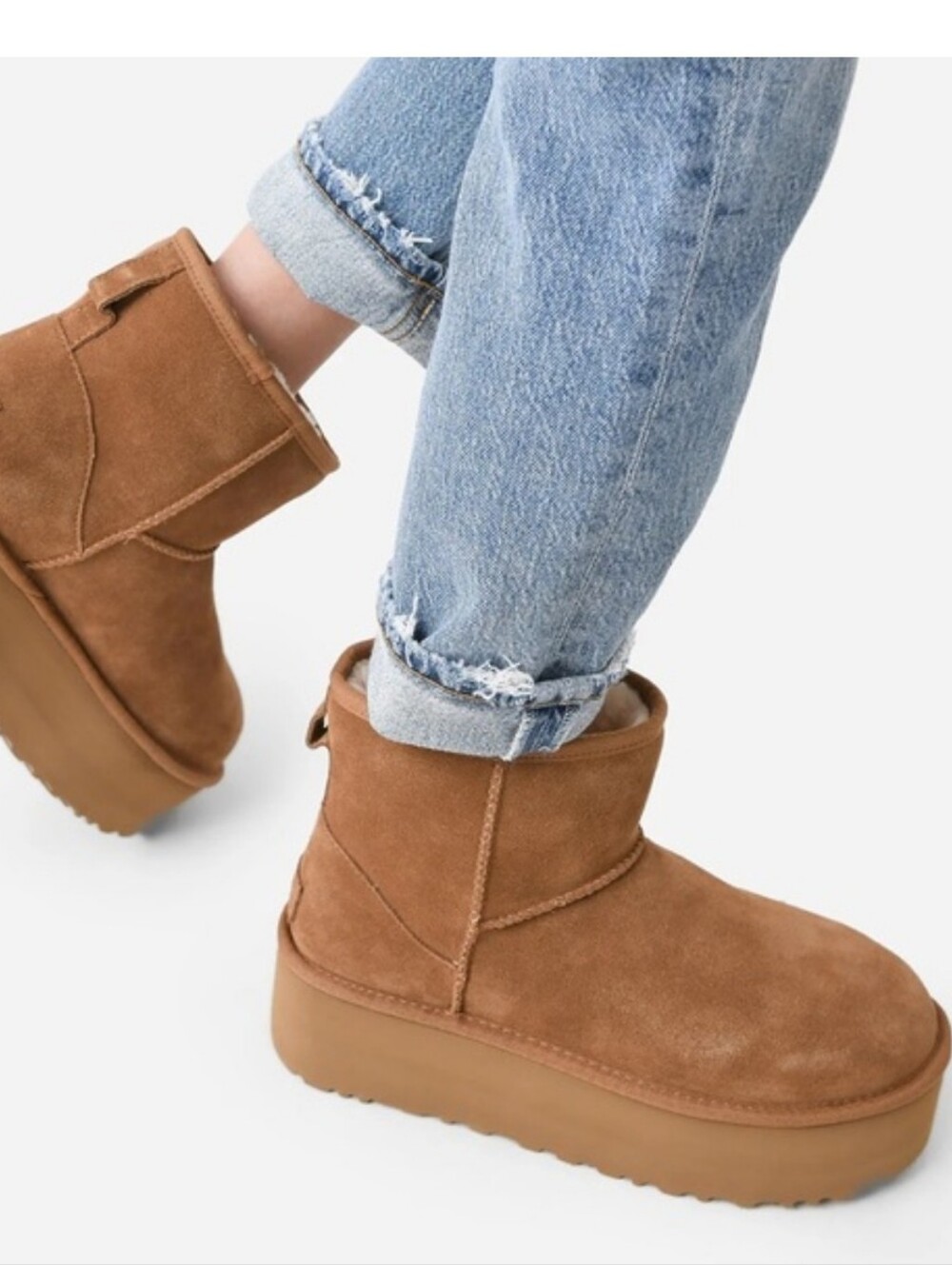 UGG Mini Platform Suede Ankle Boots - Chestnut Brown